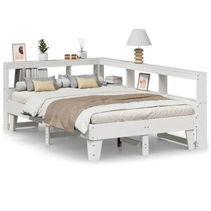 vidaXL Lit bibliothèque sans matelas blanc 120x190 cm bois pin massif
