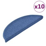 vidaXL Tapis d'escalier 10 pièces 56 x 17 x 3 cm Bleu Demi-rond