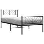 vidaXL Cadre de lit métal sans matelas avec pied de lit noir 90x190 cm