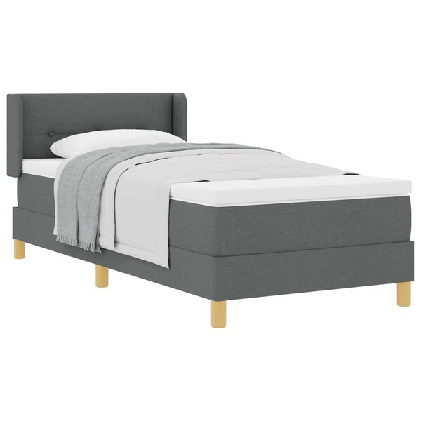 vidaXL Lit à ressorts avec matelas Gris foncé 200 x 90 cm Polyester
