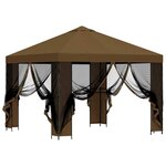 vidaXL Abri de jardin avec parois 3 x 3 m Taupe Polyester et Acier