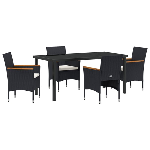 vidaXL Ensemble de jardin de 5 pièces en poly rotin noir