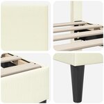 vidaXL Cadre de lit Crème 100 x 200 cm Tissu en velours côtelé