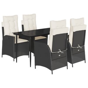 vidaXL Ensemble à manger de jardin coussins 5Pièces Noir Résine tressée