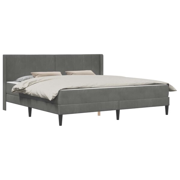 vidaXL Cadre de lit avec matelas Gris foncé 200 x 200 cm Velours