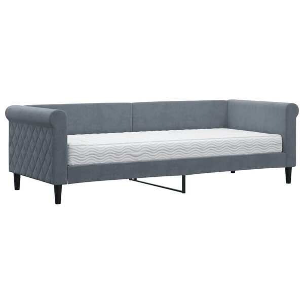 vidaXL Lit de jour avec matelas gris foncé 80x200 cm velours