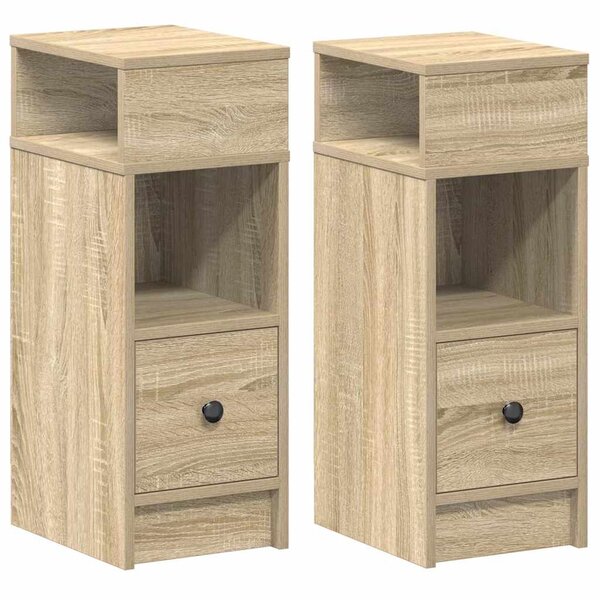 vidaXL Tables de chevet 2 Pièces avec tiroir chêne sonoma 25x31x66 cm