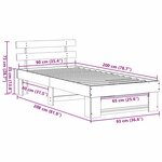 vidaXL Cadre de lit Marron 90 x 200 cm Bois massif en pin