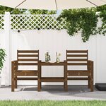 vidaXL Banc de jardin avec table 2 places brun miel bois massif de pin