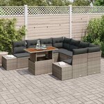 vidaXL Ensemble de canapé de jardin 9 Pièces Gris Poly rotin