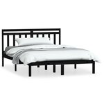vidaXL Cadre de lit sans matelas noir bois massif 140x190 cm