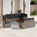 vidaXL Salon de jardin 8 Pièces avec coussins gris résine tressée