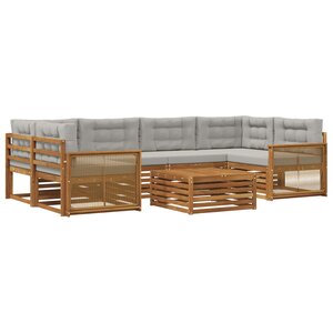 vidaXL Ensemble de canapés d'extérieur 7 Pièces Naturel et gris clair