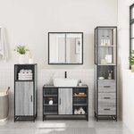 vidaXL Ensemble de meubles de salle de bain 3 Pièces Sonoma gris