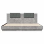 vidaXL Cadre de lit avec LED sans matelas gris béton 160x200 cm