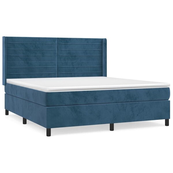 vidaXL Sommier à lattes de lit et matelas Bleu foncé 160x200cm Velours