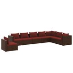 vidaXL Salon de jardin 8 Pièces avec coussins résine tressée marron