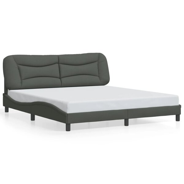 vidaXL Cadre de lit sans matelas Hvar gris foncé 180x200 cm tissu