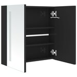 vidaXL Armoire de salle de bain à miroir LED noir brillant 62x14x60 cm