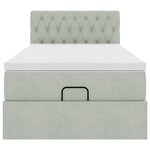 vidaXL Cadre de lit ottoman et matelas gris clair 100x200 cm velours