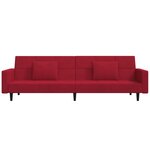Vidaxl canapé-lit à 2 places et deux oreillers rouge bordeaux velours