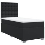 vidaXL Sommier à lattes de lit avec matelas Noir 90x200 cm Similicuir