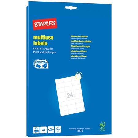 Etiquette multi-usages blanche - 70 x 37 mm - boîte de 600 étiquettes (paquet 600 unités)