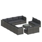 vidaXL Salon de jardin 13 Pièces avec coussins Gris Résine tressée