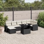 vidaXL Salon de jardin 8 Pièces avec coussins noir résine tressée