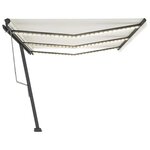 vidaXL Auvent automatique avec capteur de vent et LED 600x300 cm Crème