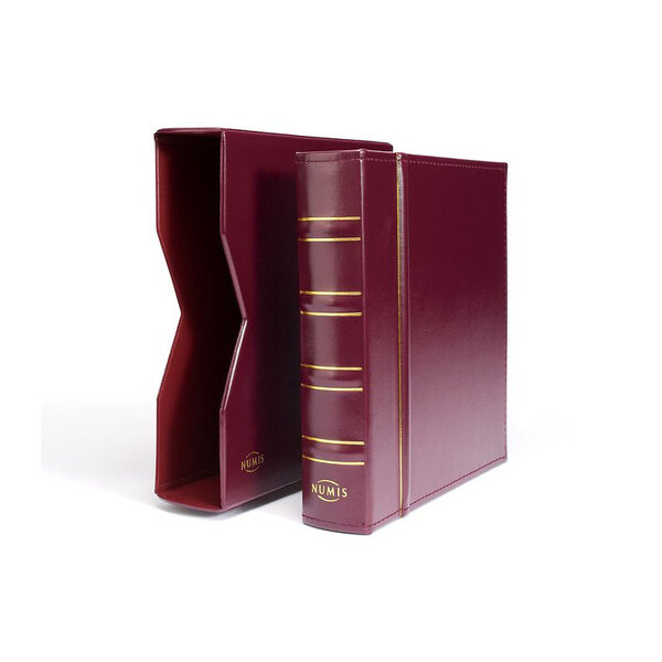 Album Numis Classic garni de 5 feuilles pour 143 monnaies de collection. Couleur - Bordeaux
