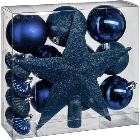 Féerie Christmas Kit de décoration pour Sapin de Noël Bleu Nuit 18 pièces