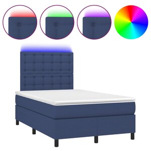 vidaXL Sommier à lattes de lit matelas et LED bleu 120x190 cm tissu