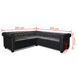 Vidaxl canapé d'angle chesterfield 5 places cuir synthétique noir