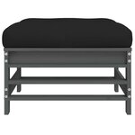 vidaXL Repose-pieds de jardin coussins lot de 2 gris bois pin massif