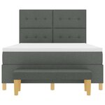 vidaXL Lit à ressorts avec tête de lit Gris foncé 190 x 140 cm tissu