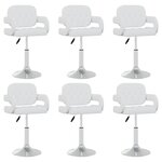 vidaXL Chaises pivotantes à manger lot de 6 blanc similicuir