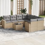 vidaXL Salon de jardin avec coussins 9 Pièces beige résine tressée