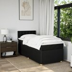 vidaXL Sommier à lattes de lit avec matelas Noir 90x200 cm Tissu
