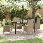 vidaXL Ensemble de salle à manger pour jardin 5 Pièces Beige polyrotin