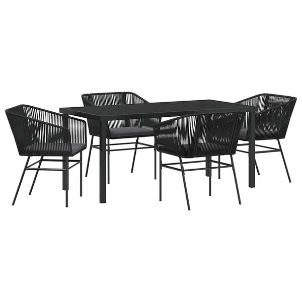 vidaXL Ensemble de salle à manger pour jardin avec coussin 5 Pièces Noir