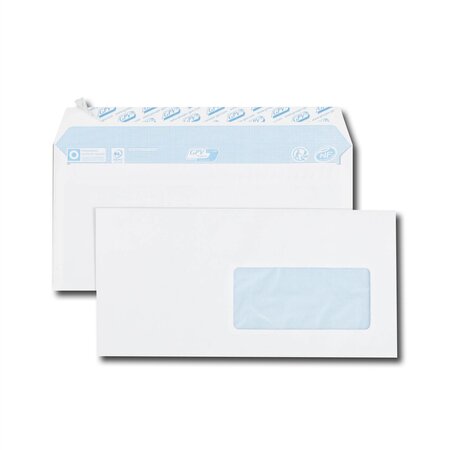 Paquet de 50 enveloppes blanches dl 110x220 75 g/m² fenêtre 45x100mm gpv