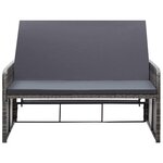 vidaXL Salon de jardin 2 Pièces avec coussins Résine tressée Gris