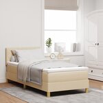 vidaXL Lit à ressorts avec Matelas & LED Crème 100x200 cm Tissu