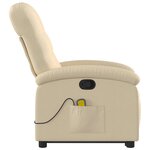 vidaXL Fauteuil inclinable de massage Crème Tissu