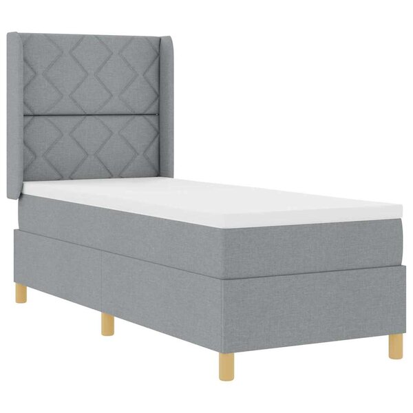 vidaXL Lit à ressorts avec matelas Gris clair 80 x 200 cm tissu