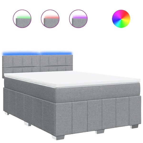 vidaXL Sommier à lattes de lit avec matelas Gris clair 160x200cm Tissu