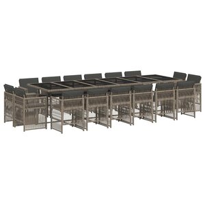 vidaXL Ensemble à manger de jardin 17 Pièces et coussins résine tressée