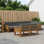 vidaXL Ensemble de canapés d'extérieur 7 Pièces Naturel et Anthracite