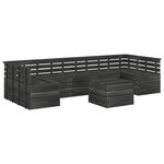 vidaXL Salon palette de jardin 7 Pièces Bois de pin massif Gris foncé